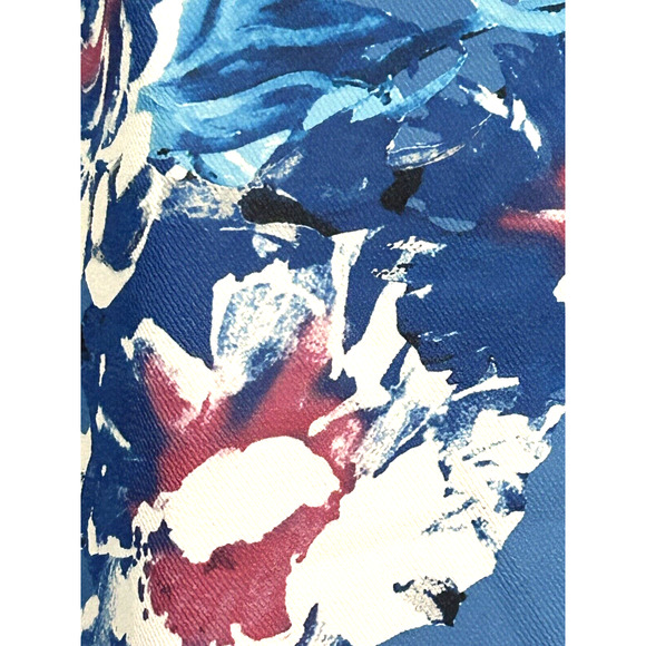 ⭐️Adrianna Papell Crepe Textured Knit Blue Floral Office Church Brunch Dress - Picture 12 of 16